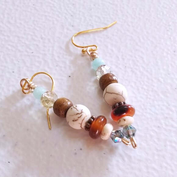 Handmade: Stack Earrings! Beaded Semi-Precious Stones ~ Each Pair is different! - Picture 4 of 7